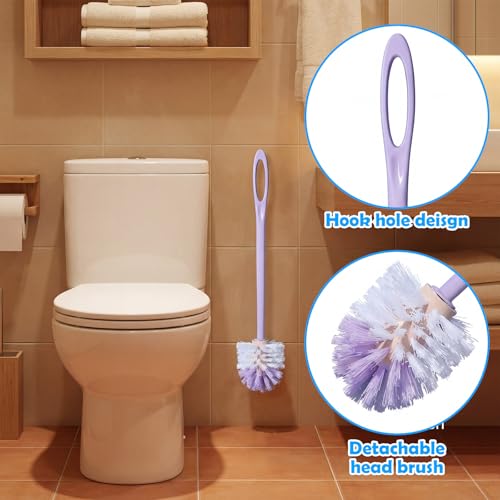 12 Pcs 17.3 Inch Purple Toilet Brush Bulk with Hook Hole Long Handle Toilet Bowl Cleaner Scrubber for Bathroom Household Cleaning Supplies Christmas Home Gifts - color: Purple