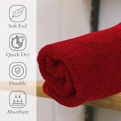 GOLD TEXTILES Premium Hand Towels for Bathroom -100% Ring Spun Cotton (Red,4 Pack, 16x30 Inches) Luxury Soft Absorbent & Quick Dry, Bathroom Hand Towel Perfect for Hotel, Salon, Gym & Spa - color: Red, size: 4 Pack 16x30