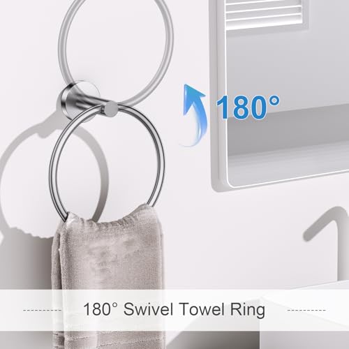 Brushed Nickel Bathroom Hardware Set, 5 Pieces Towel Bar Bathroom Accessories, Upgraded Toilet Paper Holder with Shelf Set, 23.6 Inch Towel Rack Towel Holder for Bathroom Wall - color: Brushed Nickel, size: 5 Pieces B