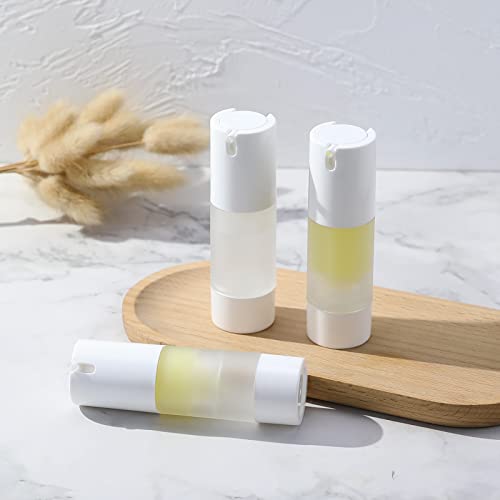 LONGWAY 1 Oz (30ML) Empty Refillable Airless Pump Bottle,Travel Foundation Containers,Airless Cosmetic Pump Bottle for Hand Sanitizer, Toner,Gel,Hair Oil, Lotion and Face Cream (Pack of 6, Frosted) - size: 30 ml