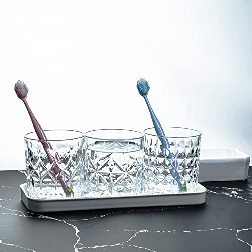Gaolinci 2 Pcs Round Dot Embossed Clear Glass Mouthwash Cup Cups, Bathroom Brushing Cup, 8 Oz - color: Clear (round dot)