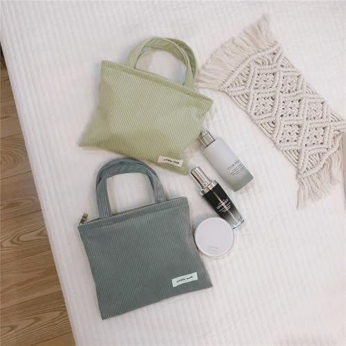 Wudygirl Makeup Bag Travel Cosmetic Bag for Women Small Makeup Pouch with Handle Zipper Cosmetic Pouch Handbag Aesthetic 8.3" x 6.7"(Dark Gray) - color: Dark Gray