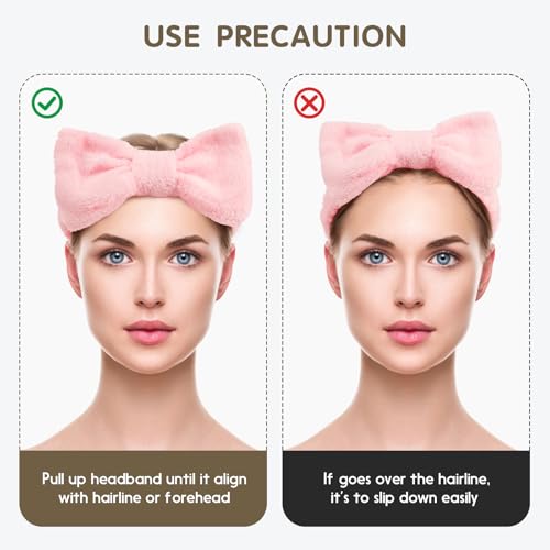 WSYUB Spa Headband and Wristbands for Face Washing,Face Wash Headband and Wristband Set,Black and Pink,6pcs - color: Black and Pink