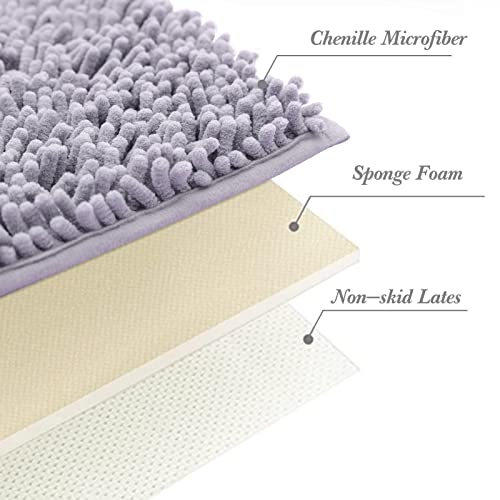Non-Slip Bath Rug,Extra Soft Microfiber Bedroom Shag Carpet with Anti-Slip Backing,Water/Dust Absorbent Fast Dry Shower Mat,Sound Insulated Stairs Pad,Machine Washable (Grey,12 x 19 Inches) - color: Grey, size: 12"x19"