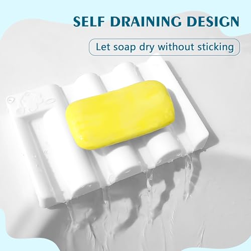 Silicone Soap Dish,Self Draining Soap Holder Perfect for Shower,Bathroom Sink,Kitchen Sink & Travel,Non-Slip Bar Soap Holder Extend Soap Life,Keep Soap Bars Dry & Easy Cleaning White-1Pcs - color: White-1pcs
