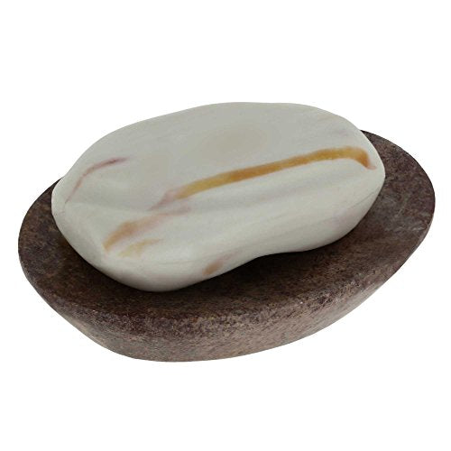 Ajuny Self Draining Soap Dish with Drain Durable Waterfall Stone Soap Tray Holder Soap Saver for Shower, Bathroom, Kitchen, Bathtub Easy Clean - Brown - color: Brown