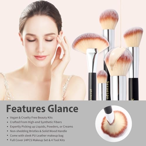 Makeup Brushes, Quality Make Up Brushes 28Pcs Makeup Brushes Set Professional, Beginner Make-up Sets With Case, Soft Brush Kits Sponges Masks Spatula,Travel-Friendly Women Girls Gift Sets - color: Black