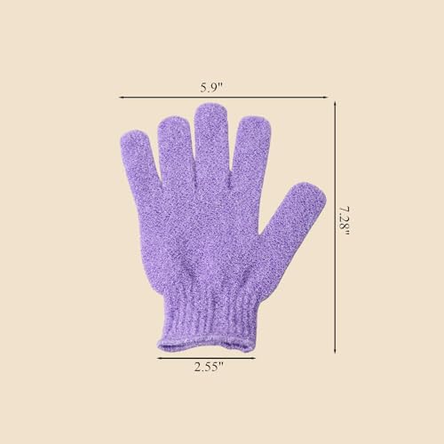 Exfoliating Glove 2PCS Use Quality Loofah Sponge Exfoliating Body Scrubber Deep Cleansing Removes Dead Skin for Both Women and Men (Purple Red) - color: A8-purple Red