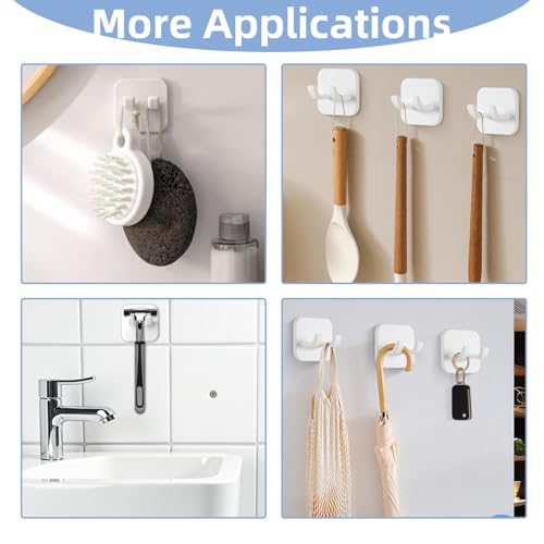 4 Pcs Razor Holder for Shower, Self Adhesive Shaver Hooks Waterproof for Wall 2025 Removable & Reusable Loofah Hanger Hooks Holder for Towels Accessories, Kitchen, Bathroom Use (White) - size: Large White-4PCS