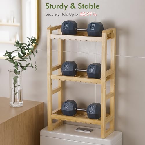 AmazerBath Bamboo Over The Toilet Storage Shelf - 3-Tier Bathroom Organizers and Storage Shelves, 2 in 1 Dual Stable Above Over Toilet Bamboo Shelf Home Storages Rack for Small Bathroom, Space Saver - color: Natural Color, size: 3-Tier