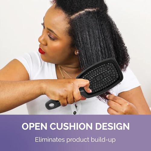 Curl Keeper Flexy Hair Brush, Purple - Detangling Hair Brush with Flexible Bristles for Shower Use, Combing Through Curls & Removing Tangles - Lightweight Hair Accessories for All Hair Type - color: Purple
