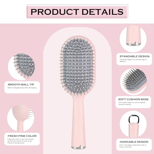 Hair Brush Set, Professional Styling Tools with Combs and Accessories, Pink, Gift Box Included (Pink Brush+Pink Comb) - color: Pink Brush+Pink Comb