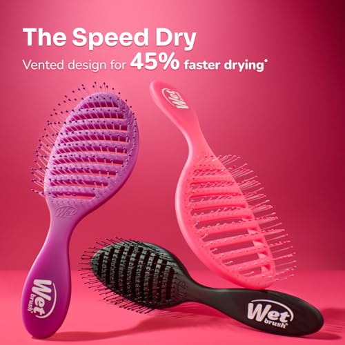 Wet Brush Refresh and Extend Speed Dry Black Detangling Hair Brush -Vented Design and Ultra Soft HeatFlex Bristles Are Blow Dry Safe -Removes Dirt Excess Oils and Impurities-Charcoal Infused Bristles