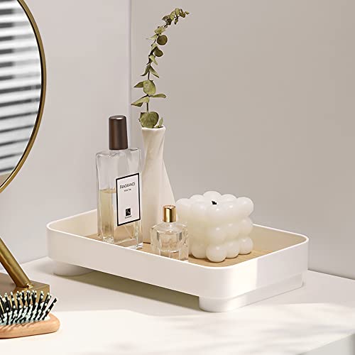 MRPAPA Bathroom Trays, White Vanity Tray, Countertop Tray Makeup Organizers Tray, Skincare Organzing Tray for for Perfume,Cosmetic, Bathroom, Kitchen (White -Rectangle -1pcs)