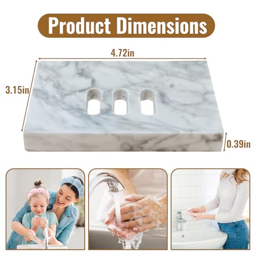 Soap Dishes Marble for Bathroom Kitchen, Shower Bar Soap Holder
