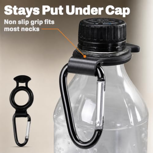 Iconikal 2-Pack Plastic Water Bottle Holder Rubber Grip Aluminum Carabiner | Secure Grip, Silicone Material, Pull Tab Design