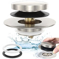 Brushed Nickel Universal Tip Toe Tub Stopper, Pop Up Bathtub Drains Plug, Bathroom Bath Tub Drain Stoppers, Conversion Kit Assembly, Replaces Lift and Turn, Tip-Toe and Trip Lever drains for Tub - color: Brushed Nickel