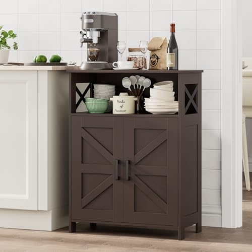 Homhedy Farmhouse Bathroom Storage Cabinet with 2 Doors, Toilet Paper Cabinet with Adjustable Shelf, Small Bathroom Cabinet for Kitchen/Laundry/Living Room, 11.8 x 23.6 x 31.5 Inches, Brown - color: Brown