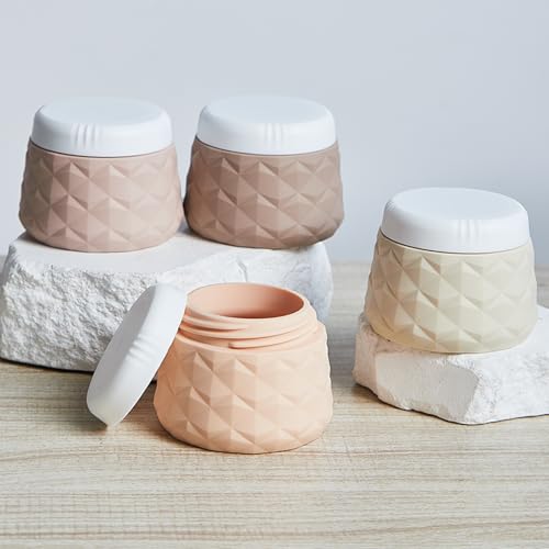 Silevoler Travel Size Containers for Toiletries, 1.7oz TSA Approved Travel Size Toiletries Silicone Cosmetic Cream Jars, Leak-Proof Refillable Containers W/Clear Bag (CREAM, 3OZ) - color: CREAM