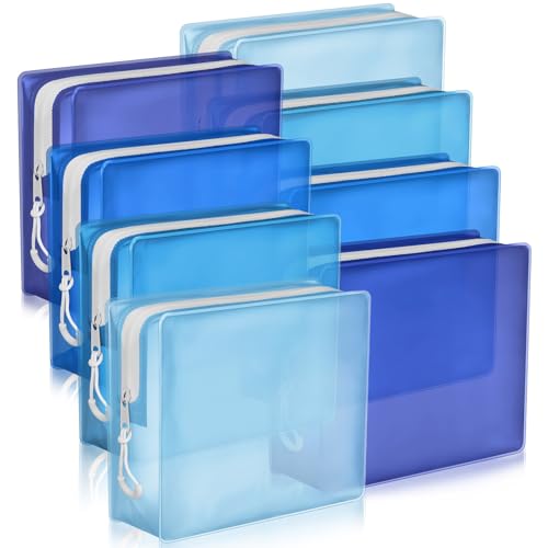 8 Pack TSA Approved Travel Toiletry Bags Frosted Translucent Leak-proof Cosmetic Makeup Bags for Women Men Travel Organizer Airport Security(Blue,6.7 x 5.5 x 1.8 Inch) - color: Blue, size: 6.7 x 5.5 x 1.8 Inch