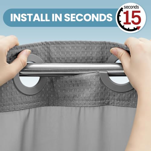 EUTXL 256GSM Heavyweight Waffle Weave Shower Curtain with Snap-in Liner, Extra Thick & Luxury Weighted Fabric Bath Curtain Set, 71W x 74H, Grey - color: Grey, size: 71"W x 74"L (Pack of 1)