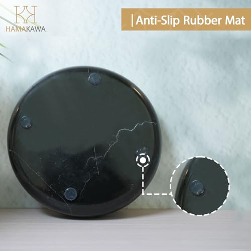 Natural Marble Soap Dish, Round Black Jewelry Dish 4.5 inch, Limestone Shower Soap Holder, Modern Stone Sponge Holder with White Stripe, Obsidian Bar Soap Saver Tray for Bathroom, Kitchen - color: Black 4.5-in Circ