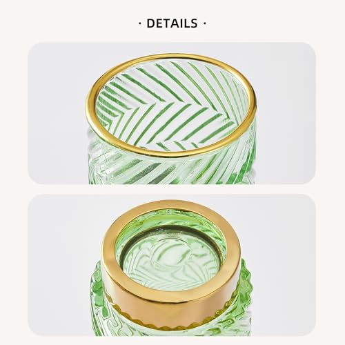 Makeup Brush Holder Organizer,Toothbrush Holders,Desk Pen Pencil Holder,Multifunctional Vintage Glass Brush Cup（A40-1-US） - color: Green