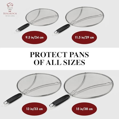 Splatter Screen for Frying Pan - 9.5/11.5/13 Inch (Set of 3) Stainless Steel Grease Splatter Guard - Cover Oil Splash when Sizzling Bacon, Cooking Fried Chicken or Popcorn - size: 9.5/11.5/13 Inch Set