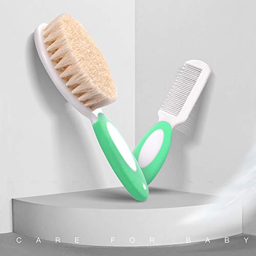 Baby Hair Brush, Cradle Cap Brush, Baby Hair Comb, Baby Hair Brush and Comb Set for Newborns & Toddlers, Baby Brush Soft Bristles, Ideal for Cradle Cap, Perfect Baby Registry Gift (Green) - color: Green
