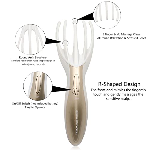 Electric Head Massager Neck Massage Octopus Scalp Stress Relax Spa Therapy Healing, Soft Resin Finger Gripper Claw Electronic Head Spa Vibration Scalp Massage Tool