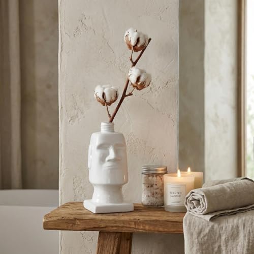 BOPPIE Stylish Ceramic Moai Statue Soap Dispenser, Modern Countertop Hand & Dish Soap Dispenser for Bathroom/Kitchen, Refillable Liquid Soap Bottle with Manual Pump (Ceramic Moai) - color: Ceramic Moai