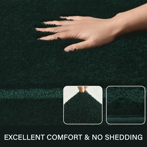 LOCHAS Bathroom Rug Set Hunter Green, Soft Bath Rug Set 2 Piece Set, Toilet Mat U-Shaped 20x20 and 34x20 Bath Rugs, Quickly Dry Mats for Bathroom, Tub, Washable, Super Absorbent Floor Mat - color: Hunter Green, size: 34" x 20" Plus 20" x 20" (U-Shape)