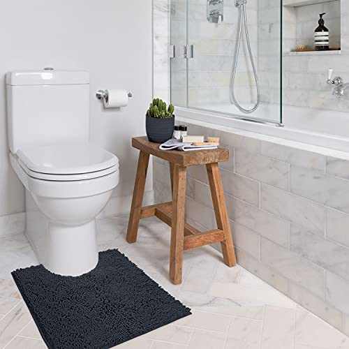 LuxUrux Bath Mat-Extra-Soft Plush Bath Shower Bathroom Rug,1'' Chenille Microfiber Material, Super Absorbent Bath Rug. Machine Wash & Dry (20 x 20 inch, Charcoal) - color: Charcoal, size: 20'' X 20'' U