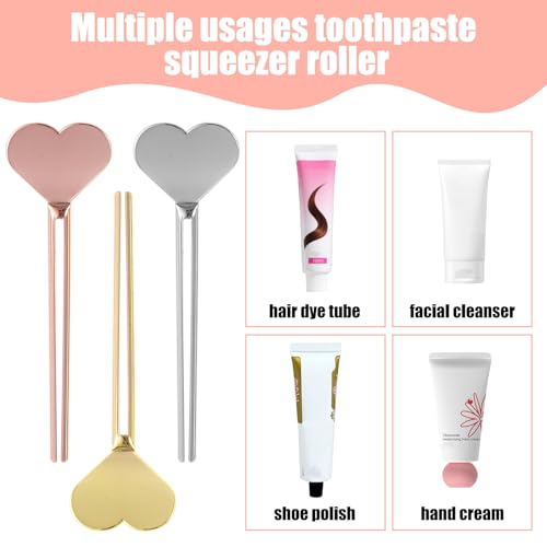 3 Pcs Toothpaste Squeezer, Metal Manual Toothpaste Squeeze Stainless Steel Manual Dispenser Roller Tube Bathroom and Kitchen Gadgets for Maximize Creams Paint Makeup & Beyond