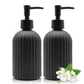 2 Pack Glass Soap Dispenser Bottle with Pump, 14 Oz Refillable Liquid Hand Jar Dispenser for Bathroom, Countertop, Kitchen, Laundry Room (Black) - color: Black