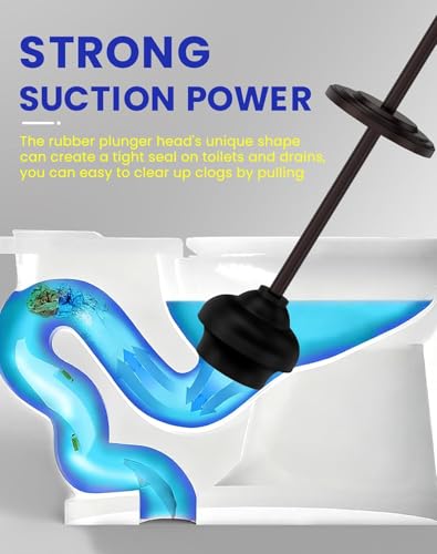 DOWRY Anti-Hand Off Toilet Plunger with Holder for Bathroom,Powerful Efficient Force Suction Cup,Heavy Duty, Deep Cleaning Bronze - color: Oil Rubbed Bronze