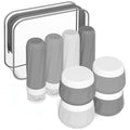 Mrsdry Travel Size Toiletries 8 Pack, TSA Approved 3oz Silicone Squeeze Bottles & Cream Jars with Clear Travel Bag - color: Proper Gray, size: 3oz bottle 3oz jar
