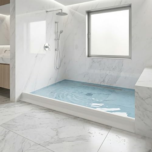 98Inch Collapsible Shower Threshold Water Dam 2" High Shower Barrier Water Stopper 2" Tall Shower Water Guard To Keep Water In Shower Dry And Wet Separation Bathroom Wheelchair Accessible - color: White, style: 98inch