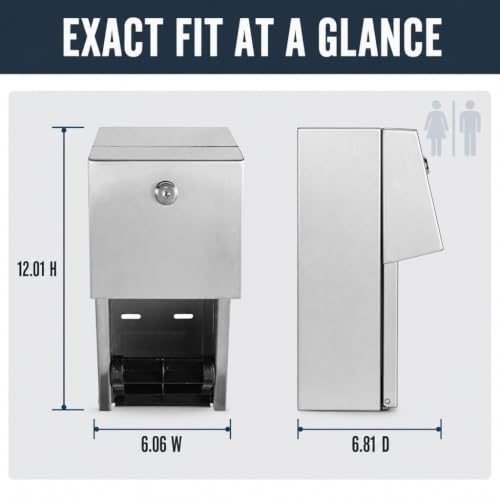 Commercial Toilet Paper Dispenser - 304 Stainless Steel Double Roll Holder - Heavy Duty Lockable Wall Mount Tissue Dispenser for Restroom - Metal Bathroom Fixtures