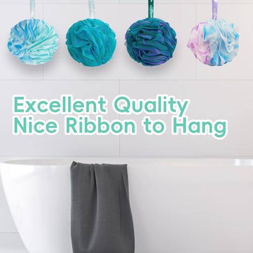 Loofah 4 Pack 75g Extra Large Loofa Set Soft Bath Sponge Thick Body Wash Puffs for Shower (Purple-Blue-Green-Mixed) - color: 01-purple-blue-green-mixed