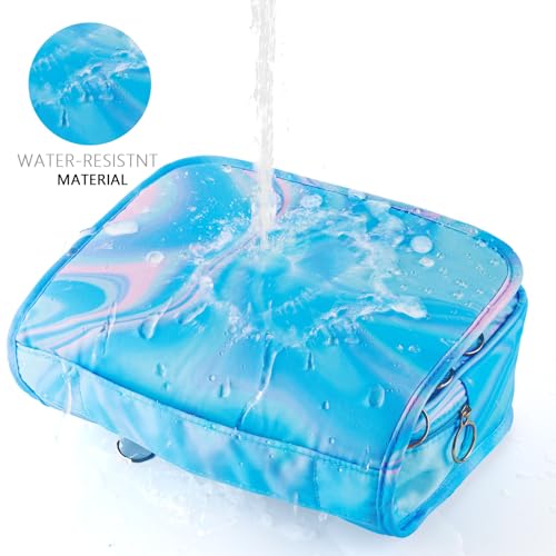 Blue Hanging Toiletry Bag for Girls, Travel Toiletry Bag for Teen Girls Cosmetic Makeup Waterproof Wash Bag Traveling Toiletries, Fluid - color: Blue-Fluid