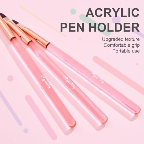 Nail Art Clean Up Brushes - 3Pcs Nail Art Brush Set with Flat/Oval/Fine Angled Gel Brush, Nail Extension Tool for Professional DIY Home Salon(Clear Pink) - color: Clear Pink