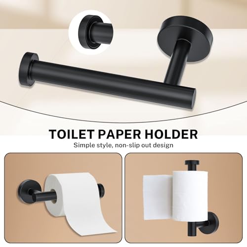 10 Pieces Towel Bar Set Matte Black Bathroom Hardware Set Includes 23.6 Inch Towel Bar,Stainless Steel Towel Holder-Towel Racks Set Wall-Mounted Bathroom Accessory Set - color: 10pcs Matte Black