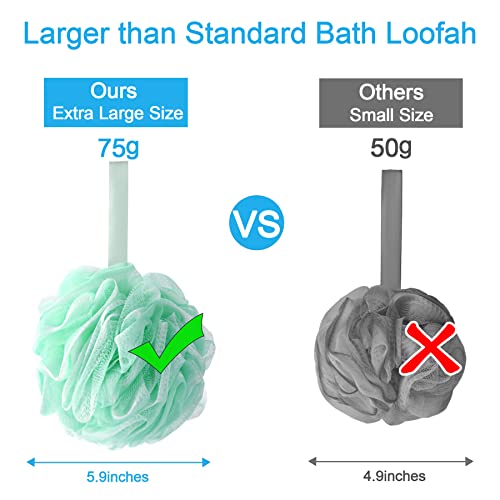 AmazerBath Loofah Sponge 75g/Piece, Exfoliating Bath Sponge Body Scrubber, Large Loofa Set of 4 - White Grey-Pink-Army Green-Green - style: Army Green