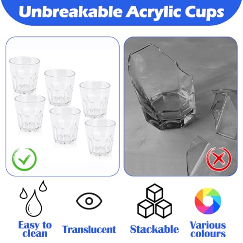 Plastic Drinking Glasses Set of 12, Unbreakable Water Tumbler, Acrylic Plastic Cups, Reusable Kids Drinking Cups for Children Kitchen Cocktail Picnic Party Juice Whiskey Wine (12pc-clear-160ml/5.4oz) - color: 12pc-clear-160ml/5.4oz