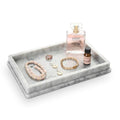 Italian Real Natural Marble Bathroom Vanity Tray 12 inch, Carrara White Stone Jewelry Tray, Rectangle Perfume Trays, Large Tank Trays, Cosmetic Organizer - color: Carrara White Rect Tiered 12-in
