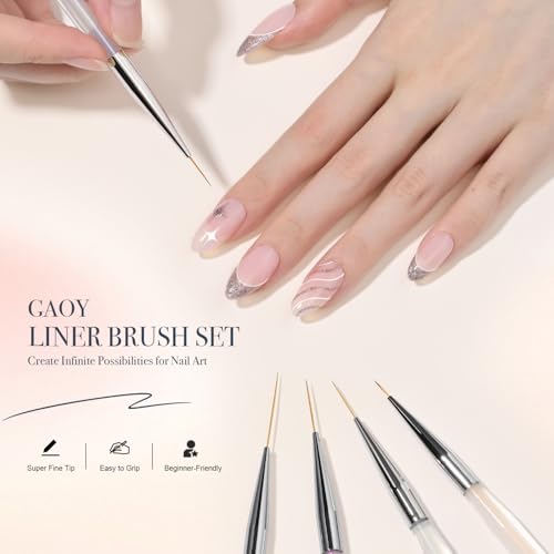 GAOY 5Pcs Nail Art Liner Brushes, Professional Painting Art Pen Set, Nail Design Tools for French Liner, Thin Details and Fine Drawing - color: 5Pcs Clear Nail Liner Brushes