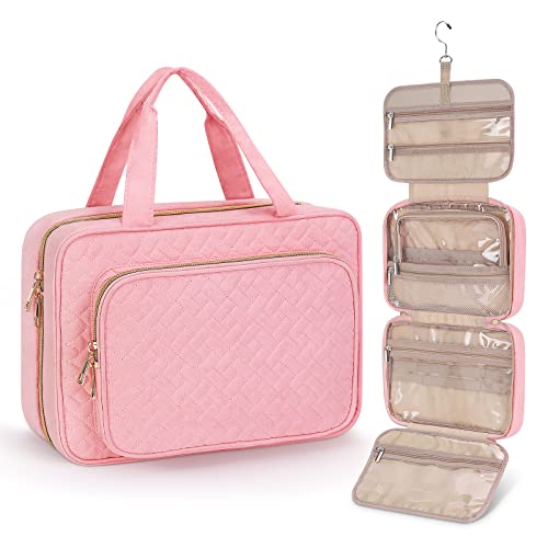 Wedama Toiletry Bag for Women, Medium Cosmetic Travel Bag, Hanging Toiletry Bag for Bathroom, Thickened PVC Waterproof Makeup Bag, Toiletries Bag for Travel Business Trips and Camping, Pink - color: Pink, size: Medium, style: Minimalist