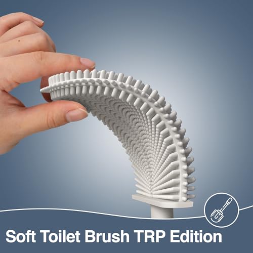 3 Pack Silicone Toilet Brushes & Holders– Includes 3 Crevice Brushes for Bathroom, Long Non-Slip Handle – Durable Bathroom Cleaning Set. - size: Pack of 3