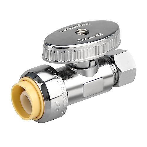 Brass Straight Stop Valve, 1/2" PTC Input, 3/8" OD Compression Output | for Kitchen, Faucet, Toilet Valves - size: 1×Straight